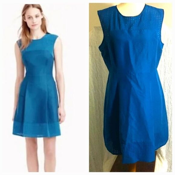 J. Crew NWT A-Line Perforated Blue Size 14 - Picture 1 of 13